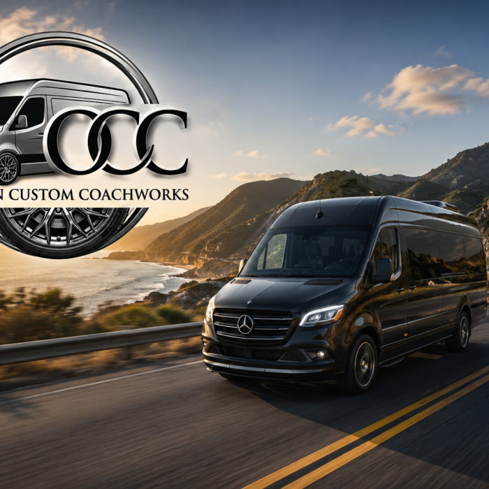 Sleek van on a scenic coastal road